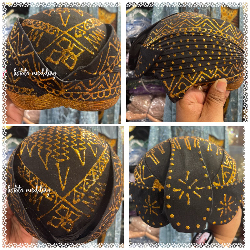 Blangkon Jawa Solo Hitam Prodo Emas Pria Dewasa Perbawan