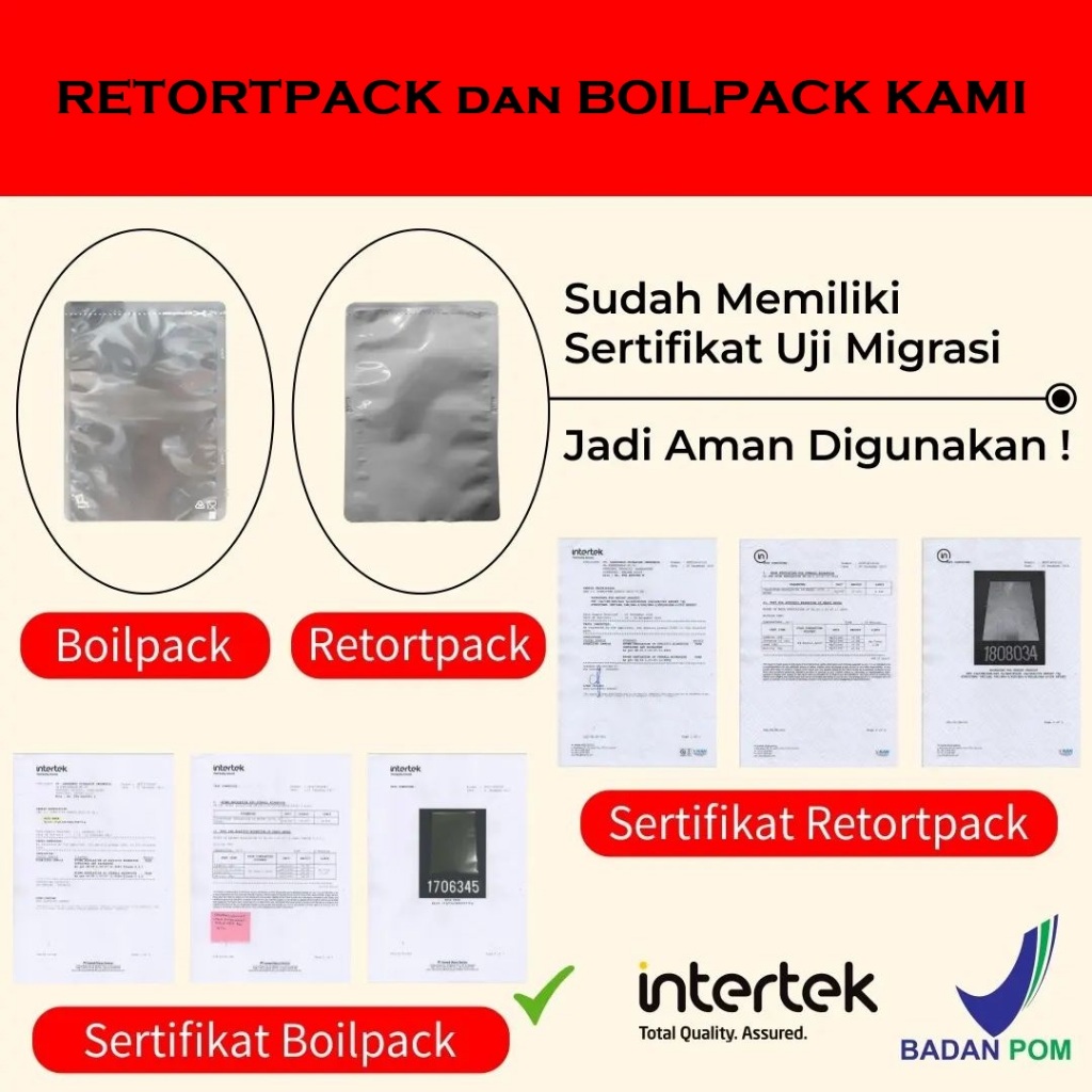 [100 pcs] BAG RETORT 8x9 Aluminium Foil Retort / Tahan Panas / Steril FOOD GRADE Kpack