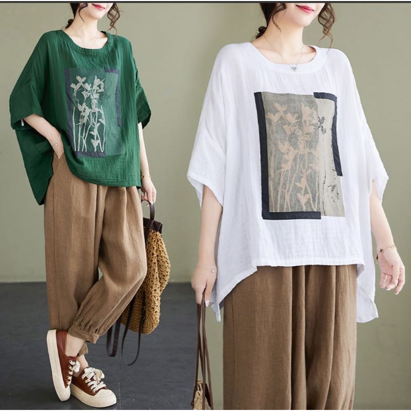 baju blouse bahan katun linen