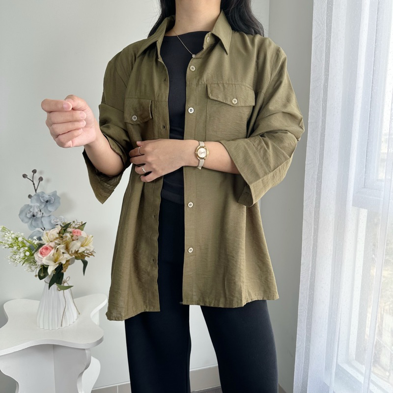 ENMEI Lea Longsleeve Shirt - Kemeja Wanita Lengan Panjang Import