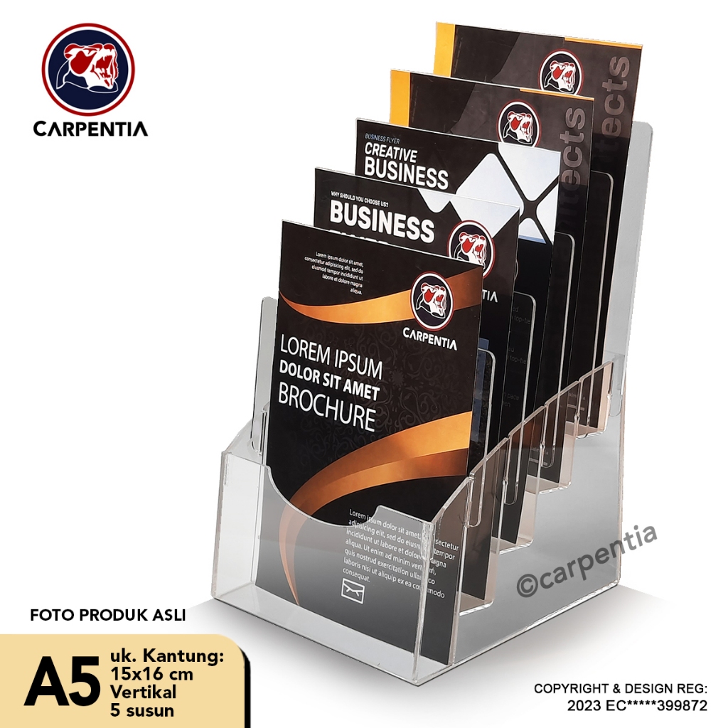 

Carpentia Tempat Brosur Akrilik 5 Tingkat uk. A5 - Display Flyer Tipe E 5 Susun