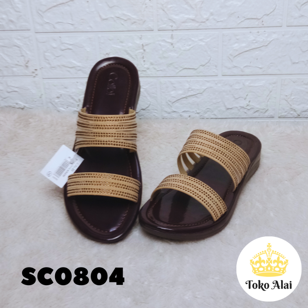 Sandal Flat Wanita Ibu Ibuk Branded CALBI RAX 1818 Selop Kekinian Slide In 2 Strap Casual SC0804
