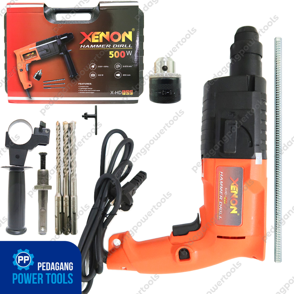 XENON HD500 Mesin Bor Bobok Beton SDS Plus 20 mm Rotary Hammer Drill