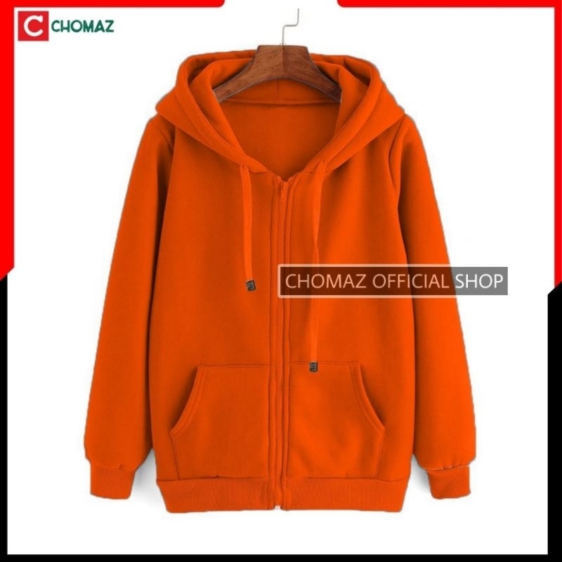 Sweater Hoodie Resleting Polos Jaket Zipper Fleece Navy Pria Wanita L XL XXL Chomaz