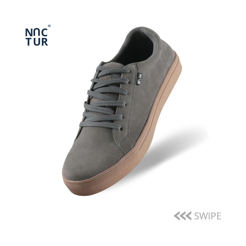 NOCTUR - Sneakers Pria Abu Kulit Suede N-500