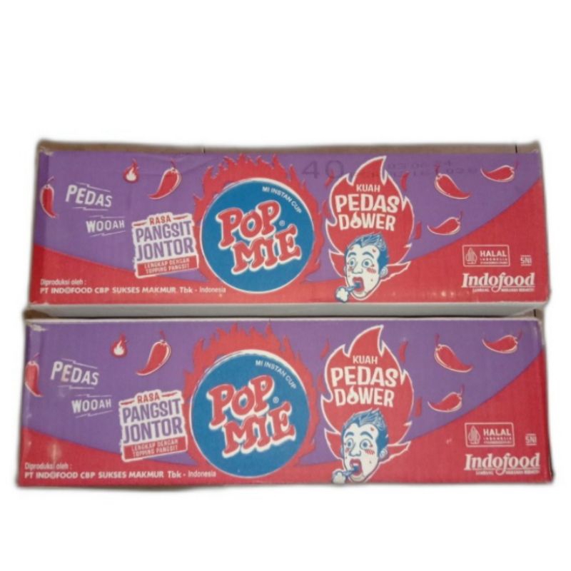 

Pop Mie Kuah Pedes Dower Pangsit Jontor Dus, Pop Mie Kuah Pedas Dower Ayam Pedas Dus, Pop Mie Goreng Gledek Ayam Pedas Dus, Pop Mie Ramen Torimiso Dus