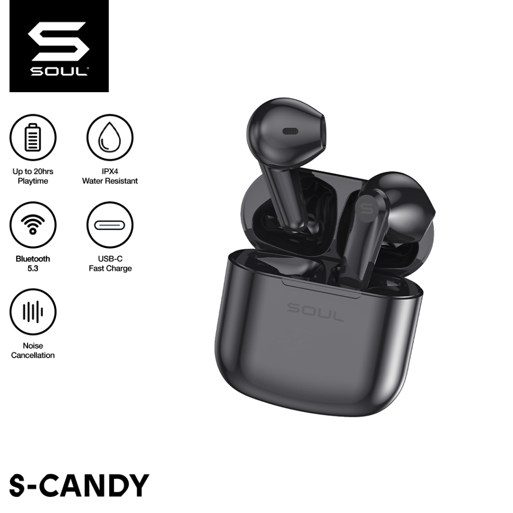 SOUL S-Candy ENC True Wireless Earbuds Bluetooth 5.3 - Hitam