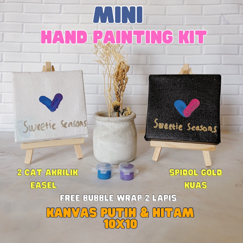 

MINI DIY Hand Printing Painting Kit Canvas 10x10 cm by Sweetie Seasons | Cap Tangan | Paket Melukis
