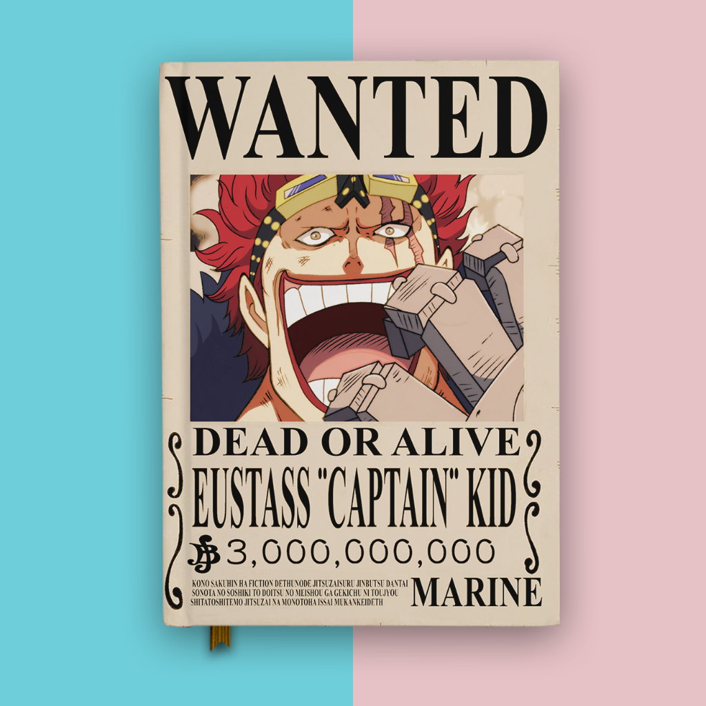 

Buku Catatan Notebook Wanted Eustass Captain Kid One Piece Anime Custom Nama Jurnal Diary Notes Hardcover Cosplay