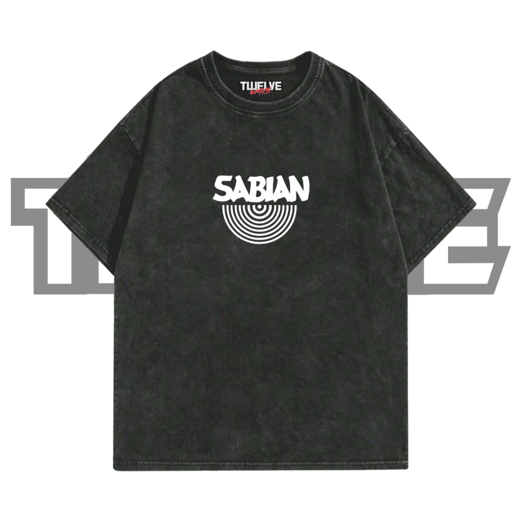 SABIAN CYMBALS Oversize | Wash Hitam | T-Shirt | Kaos Aesthetic | Atasan Pria Wanita | Baju Cowo Cew