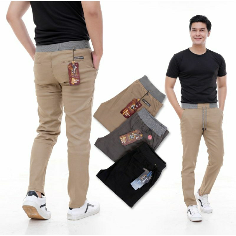 CELANA PANJANG CHINOS PRIA PINGGANG KARET