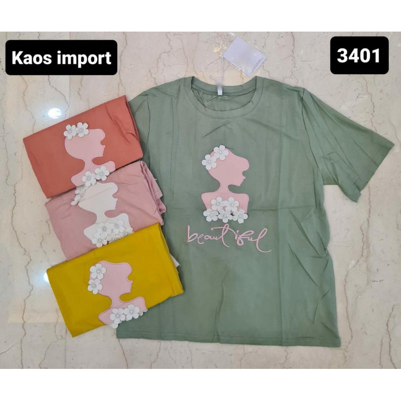 Kaos Lengan Pendek Import XL aplikasi Bordir MF