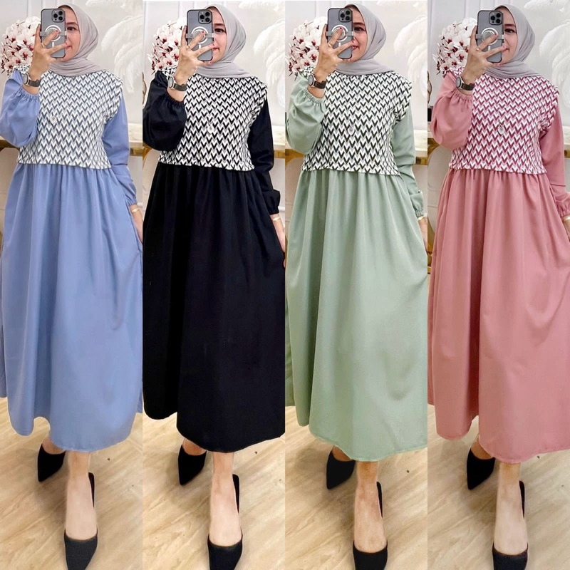 TATAOS BANGKOK ZARRA*** NILA BELLA AUDREY DRESS GAMIS ETNIK BASIC TAG LABEL KNIT RAJUT STRECH MIX PO