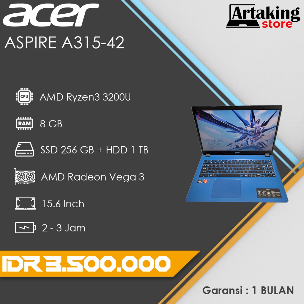 Acer Aspire A315-42 - AMD Ryzen3 - SSD 256gb