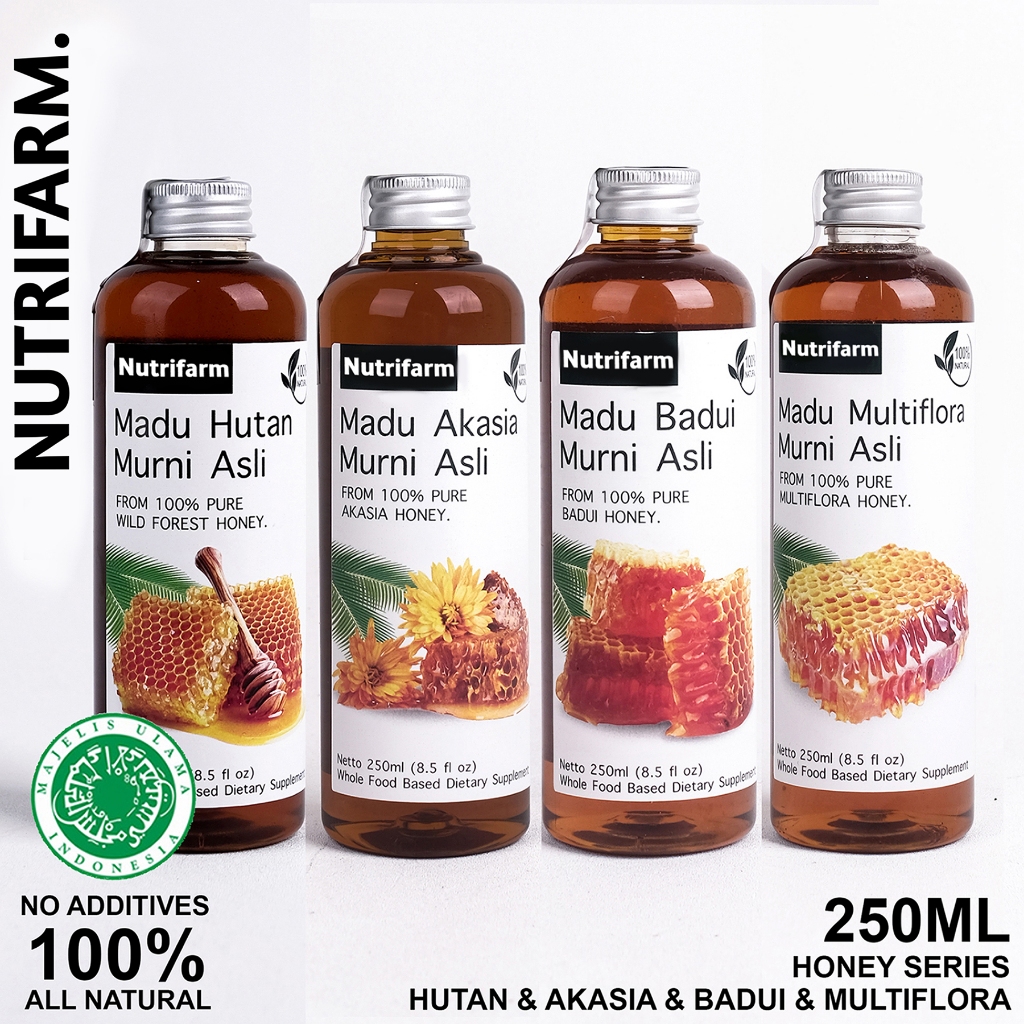 

NUTRIFARM MADU AKASIA/ MADU HUTAN /MADU BADUY/ MADU MULTIFLORA HALAL BPOM 250 ML 500 ML ASLI TANPA CAMPURAN/ MADU HUTAN MURNI ASLI 100%/ MADU HUTAN GHOLIBAN KALIMANTAN/ MADU TJ MURNI 500GR/ MADU LAMBUNG PALING AMPUH/ MADU ASLI 100% TANPA CAMPURAN