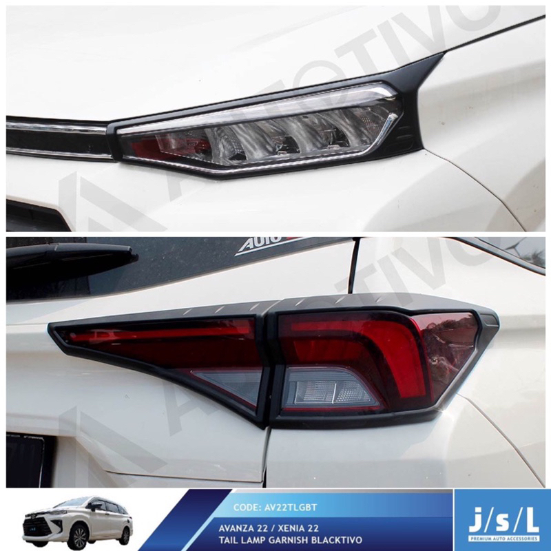 AVANZA / XENIA 2022 2023 PAKET GARNISH LAMPU DEPAN BELAKANG COVER HEADLAMP STOPLAMP HITAM BLACKDOP O