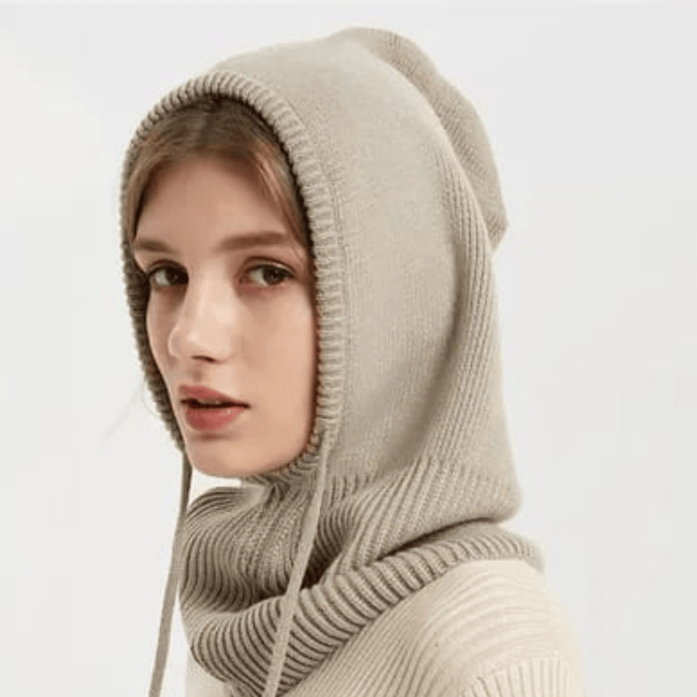 Balaclava rajut hijab instan hoodie wanita tebal