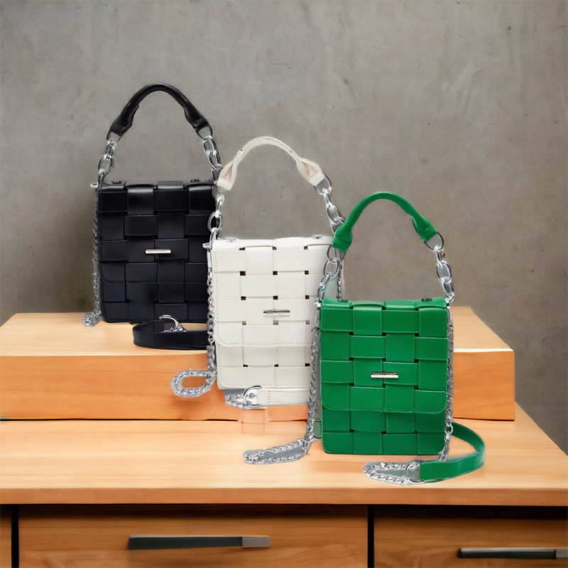 Tas Selempang Wanita Tali Rantai Sophie Martin Paris Eclipsa Black White Green