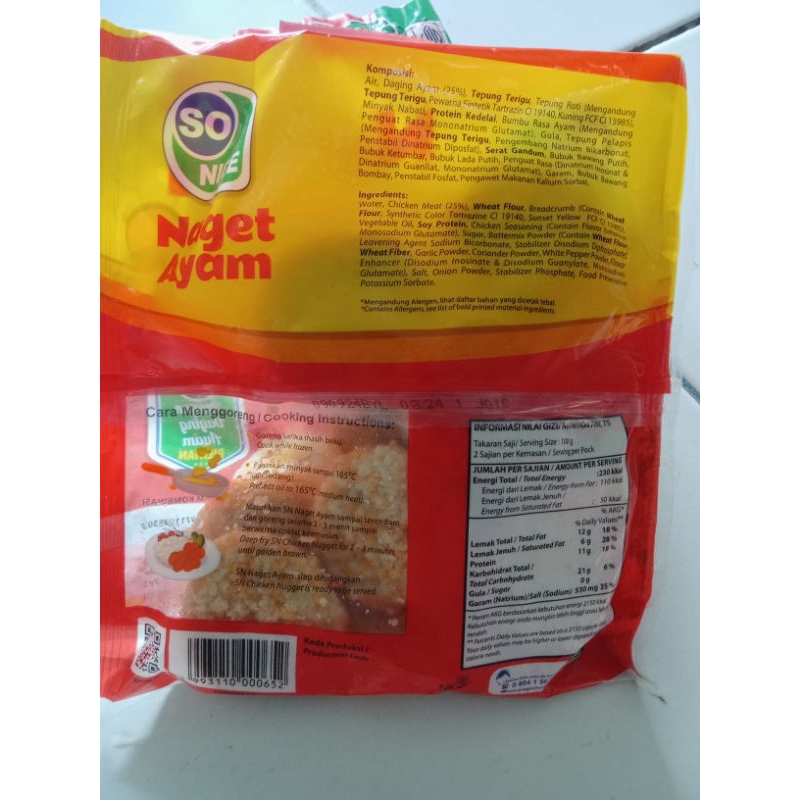 

nuget ayam sonice sedap 250 gr terbaru