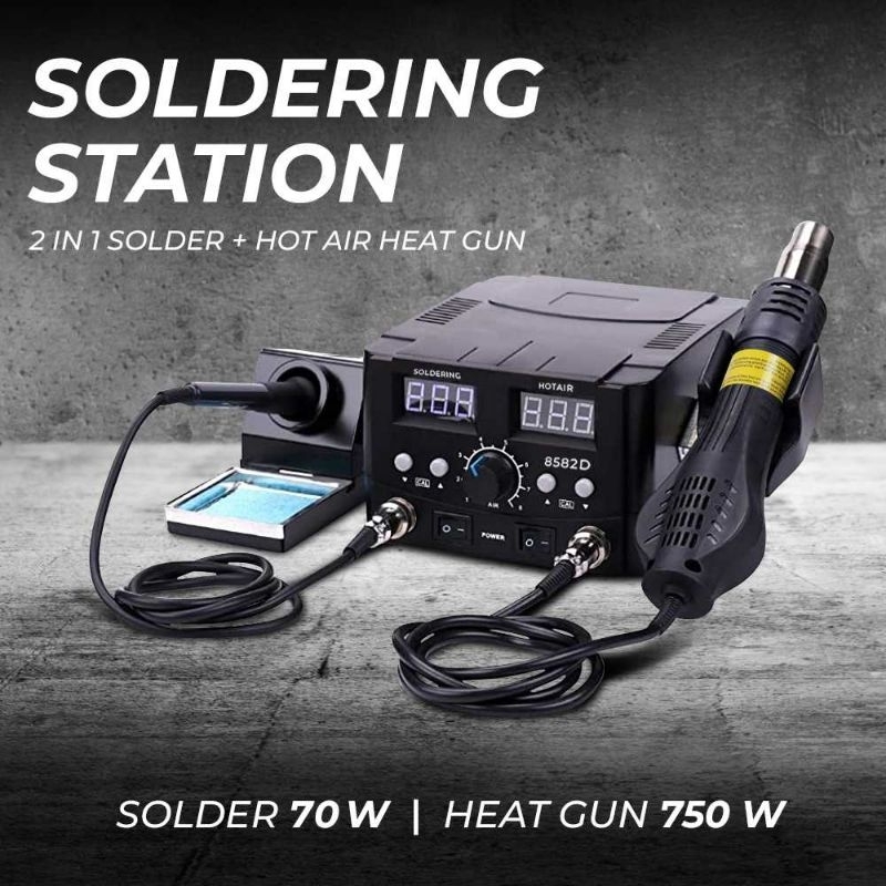 Soldering Station 750W 2 in 1 Solder Hot Air Heat Gun Mypovos 8582D