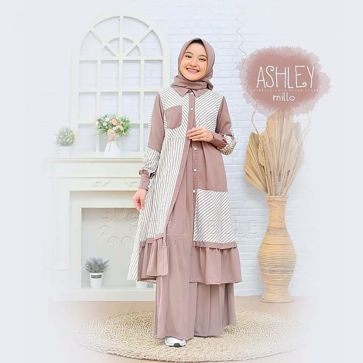ASHLEY KIDS Baju Gamis Setelan Anak Perempuan Umur 6 12 Tahun Baju Muslim Anak Cewek Setelan Tunik D