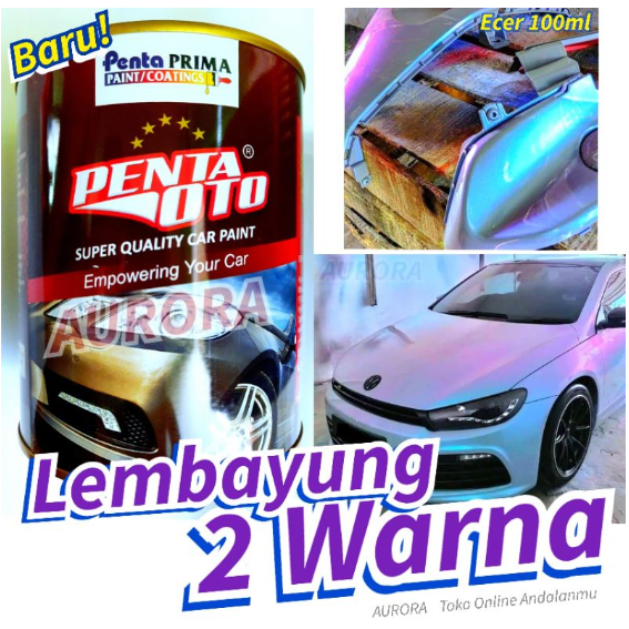 Cat Lembayung 2 Warna Penta Oto PU Mutiara Lembayung Blue Violet Biru Ungu Bunglon Putih