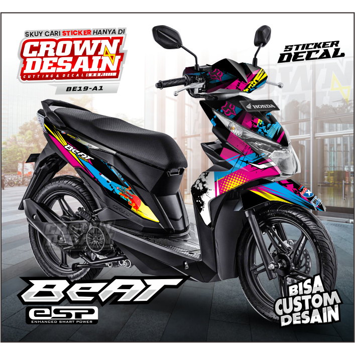 Decal Beat Street New Biru Racing X Fullbody - Stiker Decal Beat Fi New Street 2019 - Striping Fullb