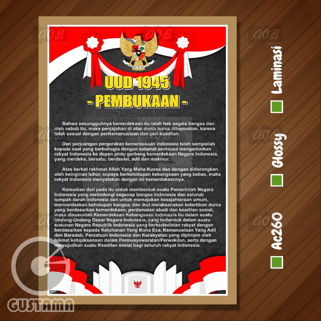 Poster Teks Pembukaan UUD 1945 Wipe Clean A3+