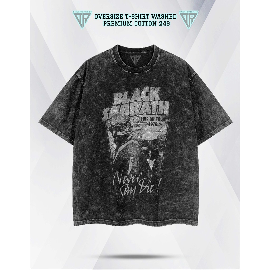 Kaos Black Sabbath Music Vintage Oversized T-shirt Oversize Washed Washing Sandwash Unisex OSW-BS01