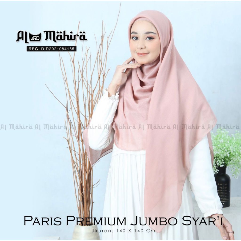 Jilbab hijab segi empat katun paris syari jumbo premium ukuran 140 x 140