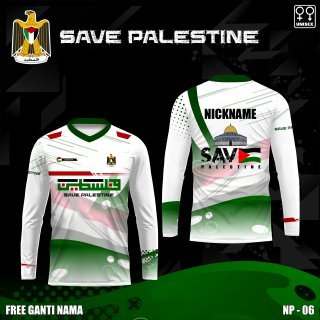 Jersey free palestine end israel occupation kaos save palestina baju islami lengan panjang