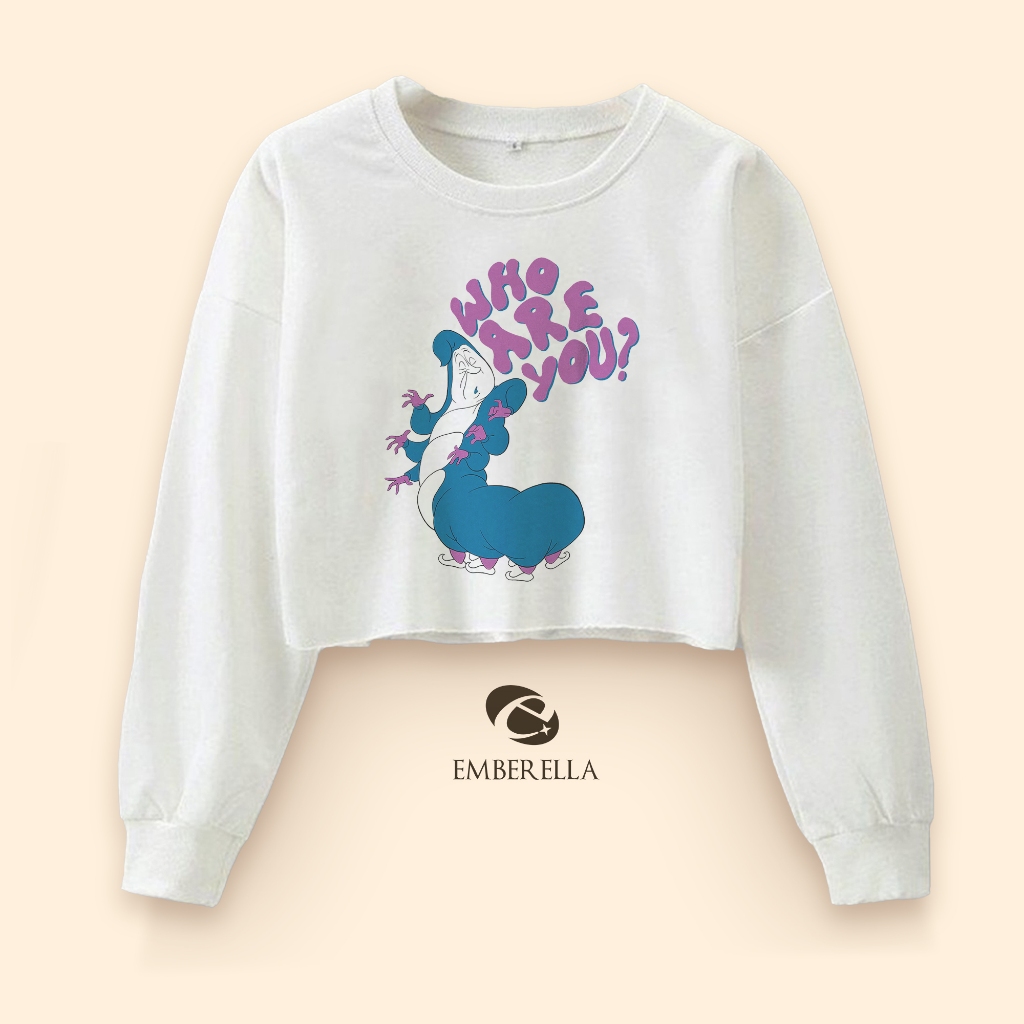 Crop Sweater Crewneck Alice In Wonderland Who Are You Sweatshirt Oversize