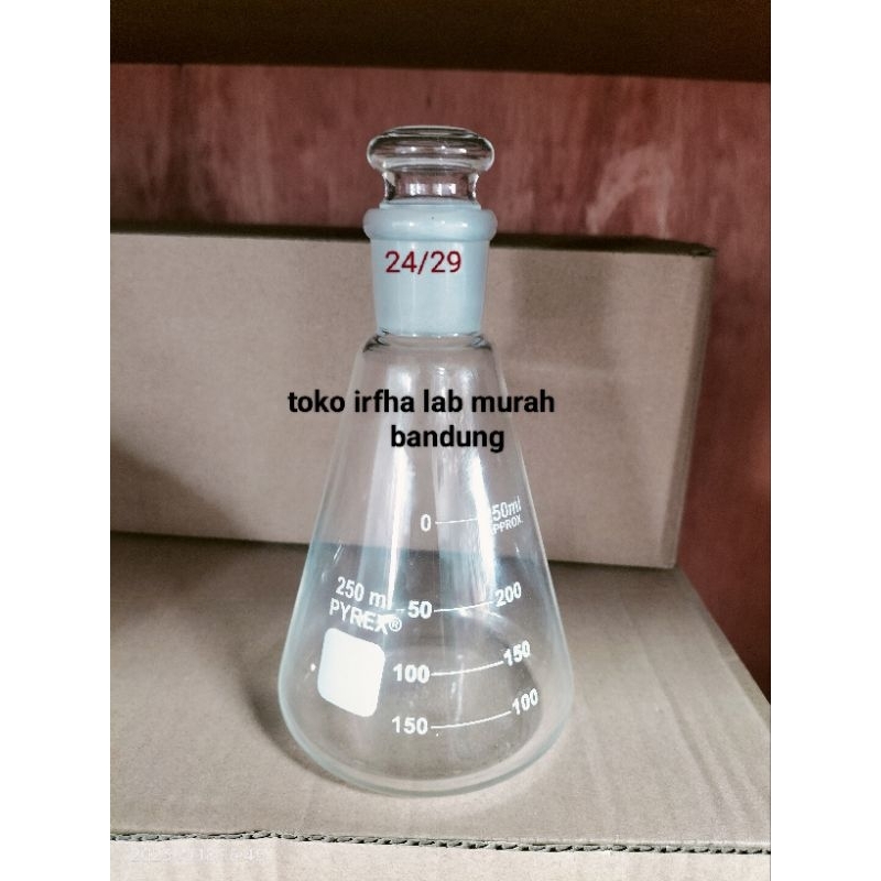 erlenmeyer tutup asah 250ml pyrex ns 24/29