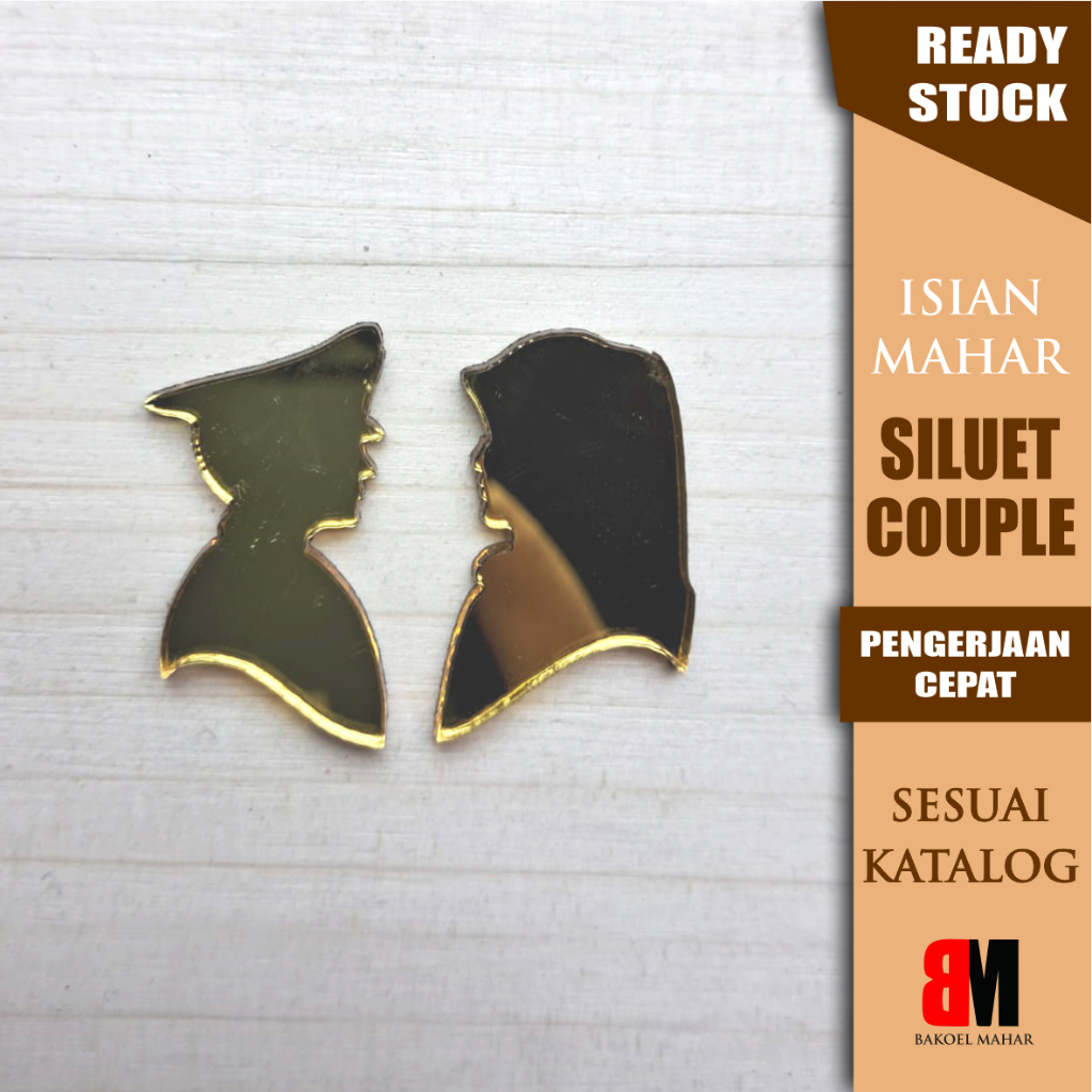 SILUET COUPLE PENGANTIN AKRILIK MIRROR