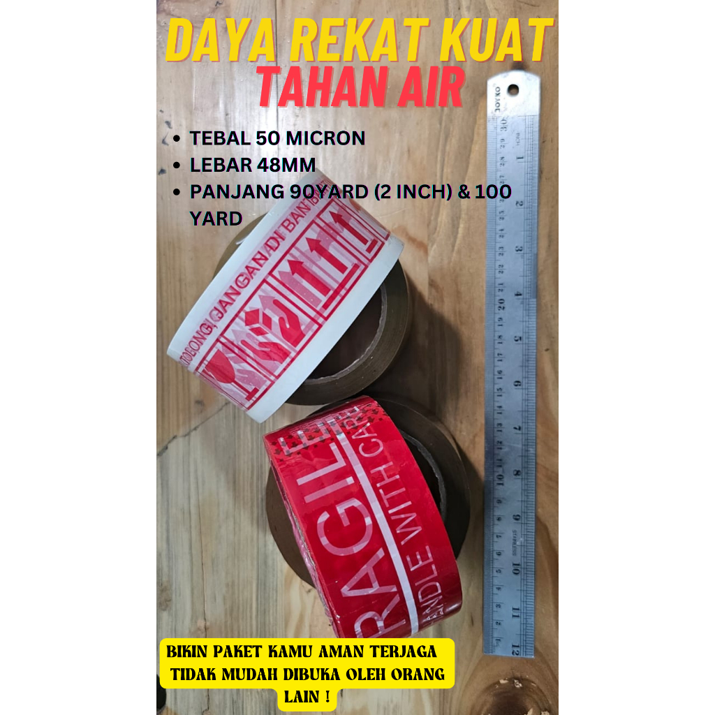 

Daya Rekat Kuat Lakban Fragile Jangan DIbanting Unboxing Paket Warna Merah Isolasi Murah Fragil Putih Herotape Sticky 2Inch x 90 Yard Termurah