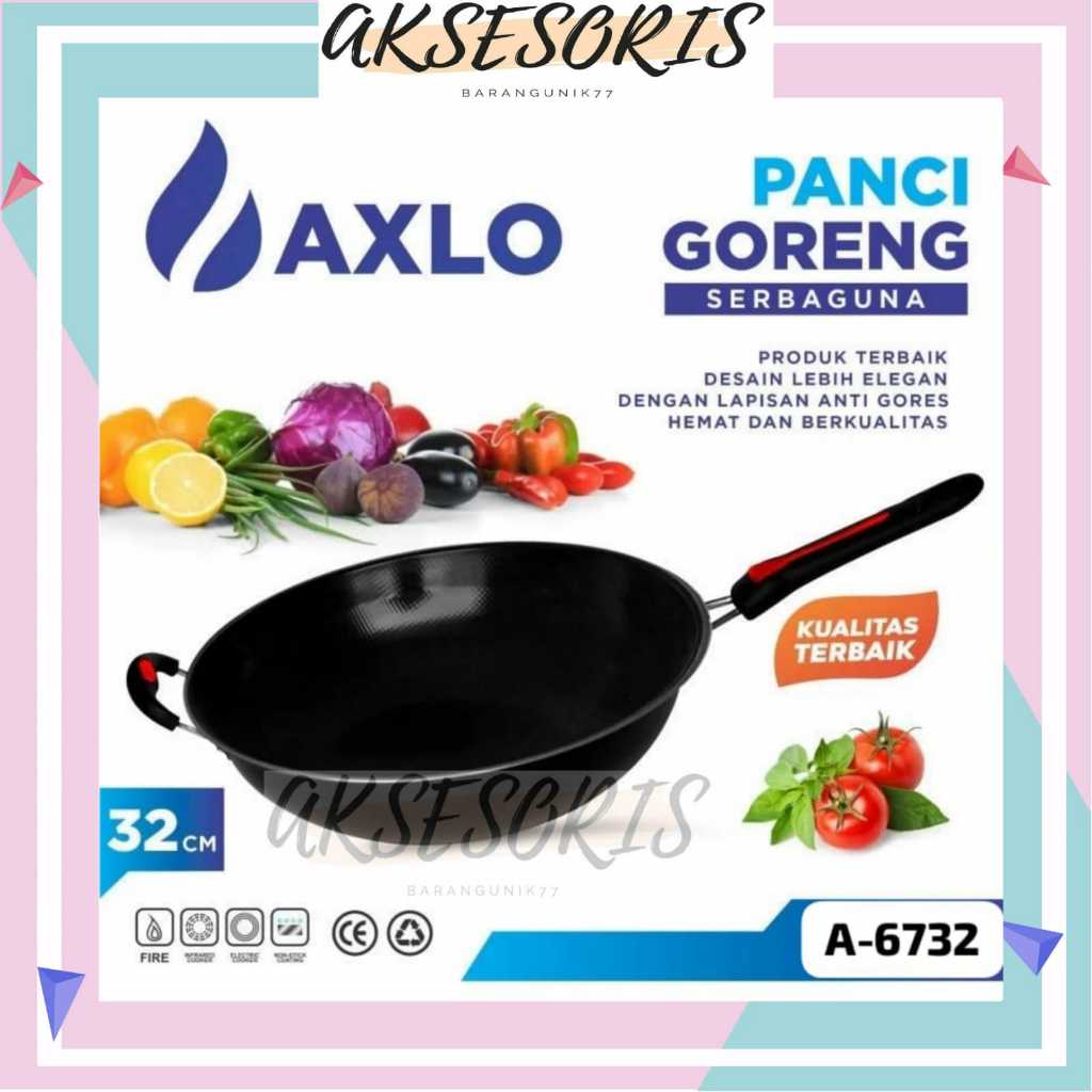WAJAN GAGANG AXLO / WAJAN GAGANG 32CM AXLO / WAJAN ANTI LENGKET / WAJAN GAGANG ENAMEL ANTI LENGKET /