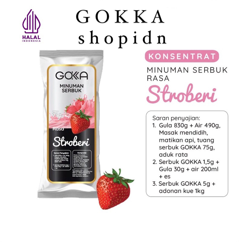

Bubuk Minuman Stroberi Gokka 50g - Powder drink Strawberry 50g [Gokka Drink 50g]
