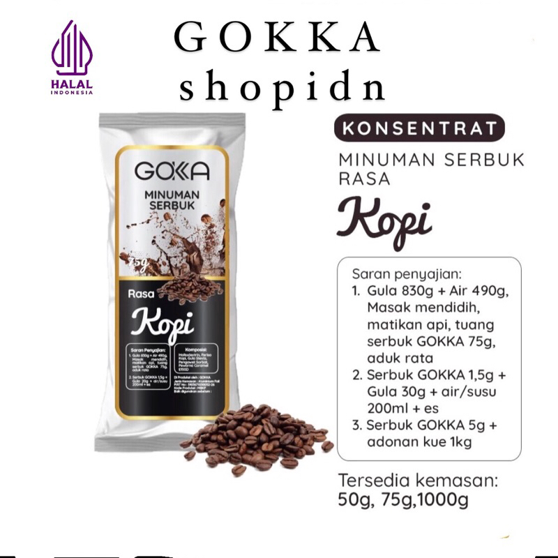 

Bubuk Minuman Kopi Gokka 50g - Powder drink Coffee 50g [Gokka Drink 50g]