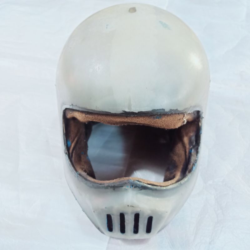 helm helmet helem fullface vigano Cakil segi lima jadul vintage klasik lawas bahan plastik putih ben