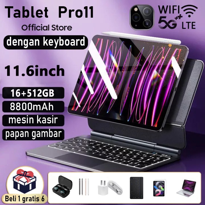 Bisa COD 2023 Tablet Murah 5G Asli Galaxy Tab pro 11 11.6 Inci Baru ROM 12GB + 512GB RAM Tablet Andr