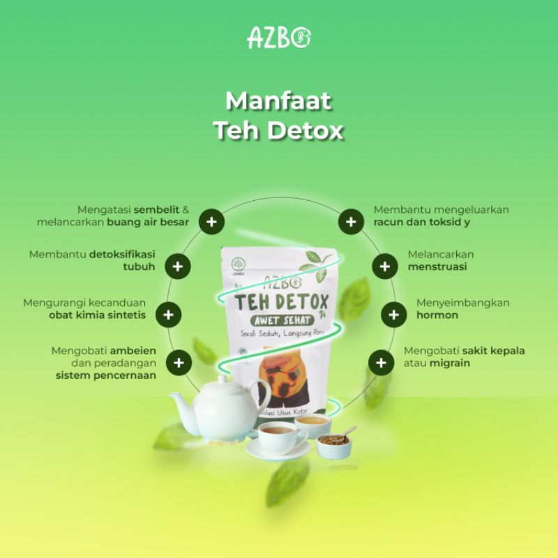 

herbal.holistic AZBO teh Detox organic herbal tea (jamu alami), membersihkan kotoran sampah lemak kerak di usus besar, atasi sembelit, anti begah dan pelancar buang air besar, diet menurunkan berat badan, 100% original dan halal