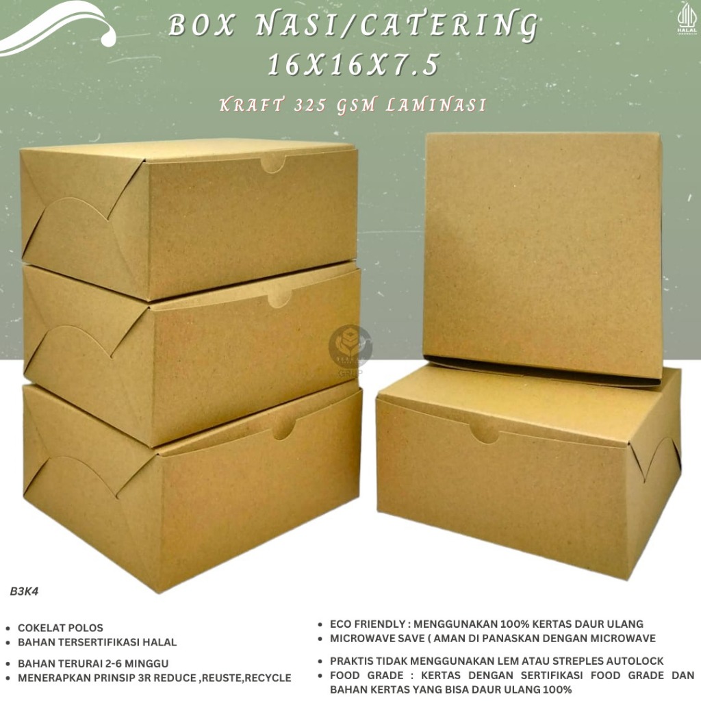 Box Snack 16x16 Laminasi / Kotak Kue / Dus Roti / Dus Kue 16x16 cm / Kotak Kue Polos / B3K4