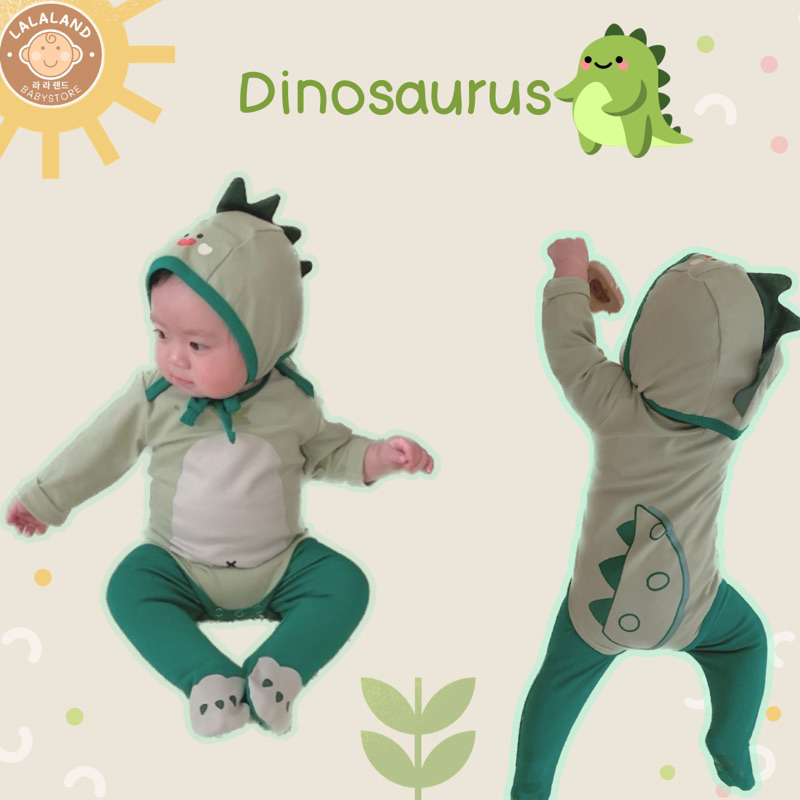 Baju Bayi Lucu kostum dinosaurus impor premium 0-18 bulan - Jumper Bayi unisex karakter dino