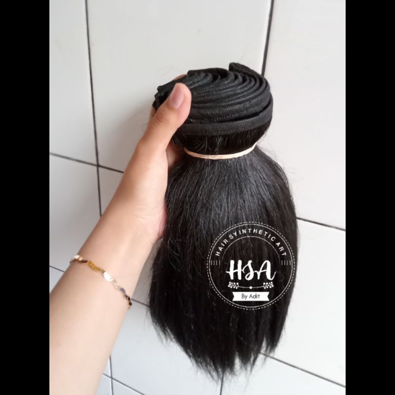 Rambut sintetis hitam per-iket