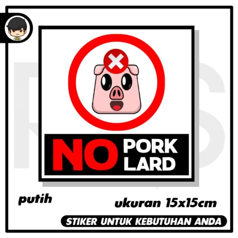 stiker resto bebas babi lemak babi 15x15cm