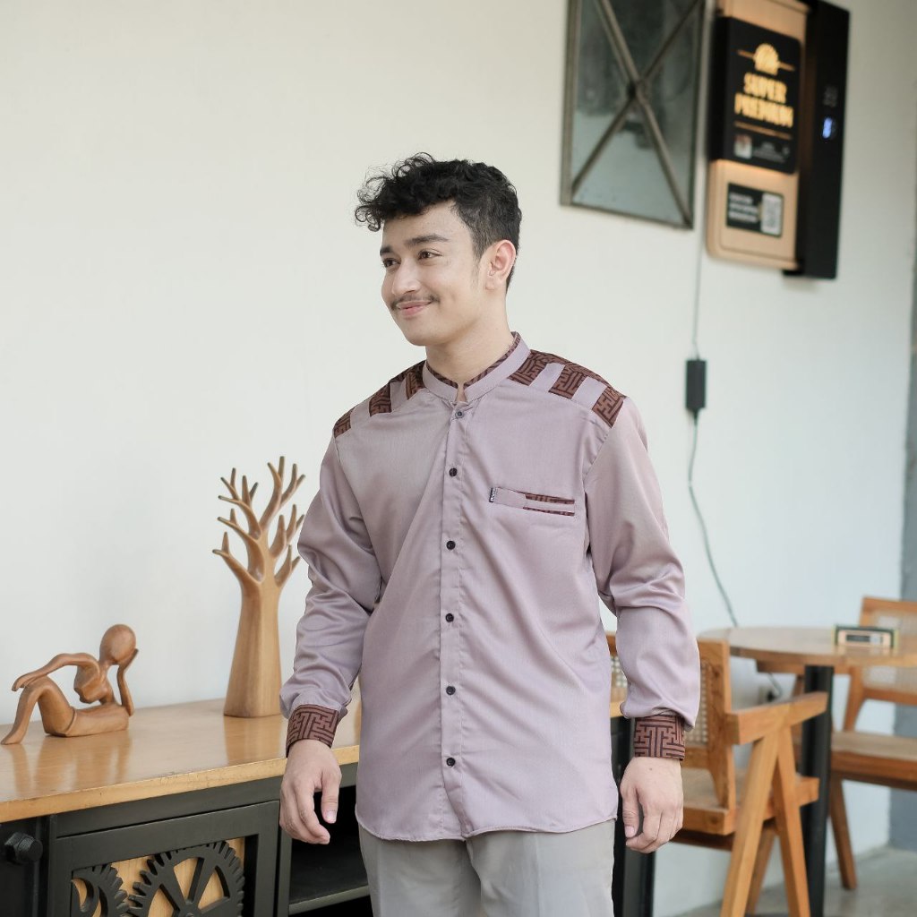 Baju Kemeja Koko Lengan panjang Pria Dewasa Elrumi Motif Terbaru Seragam Hadroh Milenial Terlaris