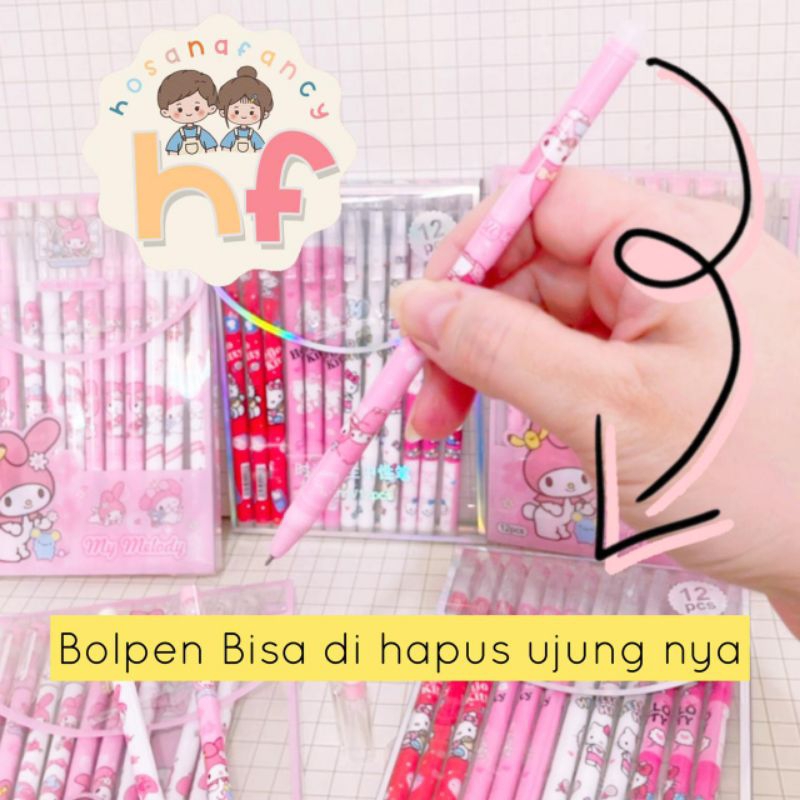 

(12pcs) Bolpen Gel Pulpen Pena Bisa Dihapus Melody Hellokitty --MA134