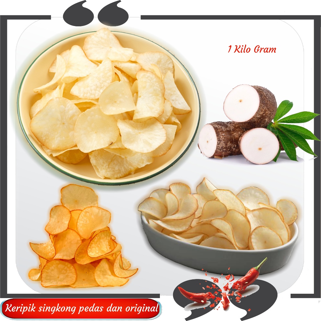 

Keripik singkong extra pedas bumbu seblak dan original gurih