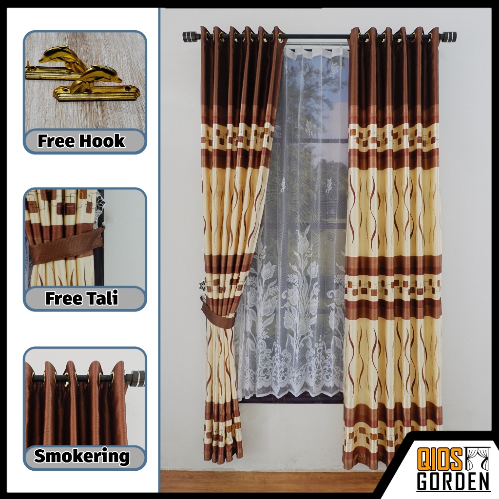 Gorden Blackout Import Mewah Motif Printing Daun Desain Terbaru 2020 Model Smokering Cuci Gudang