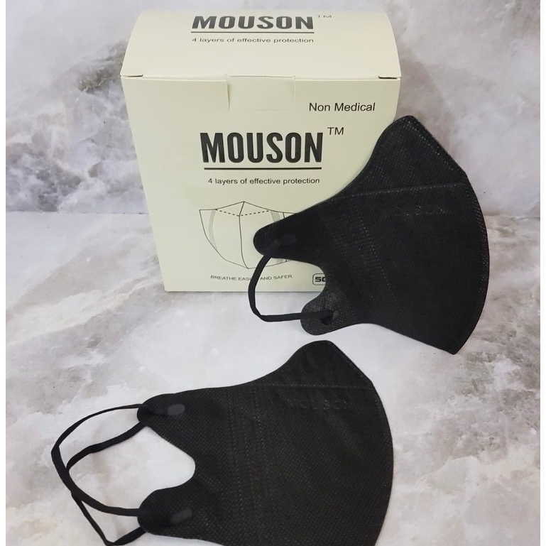 Masker Duckbill Mouson 4PLY Original Putih Hitam Mix Warna isi 50Pcs